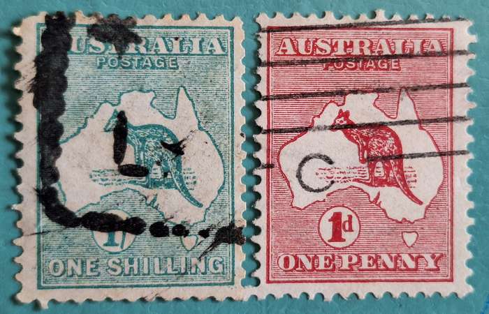 Australia 1913 Kangaroo and Map 2 Used stamps