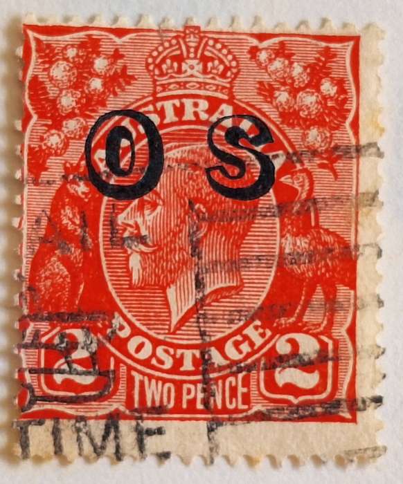 Australia 1932 George V 2d O S overprint (shift to left) 1 Used stamp