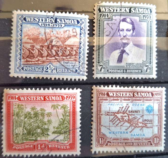 Western Samoa 1939 25th Anniversary of New Zealand Control Set of 4 Used stamps