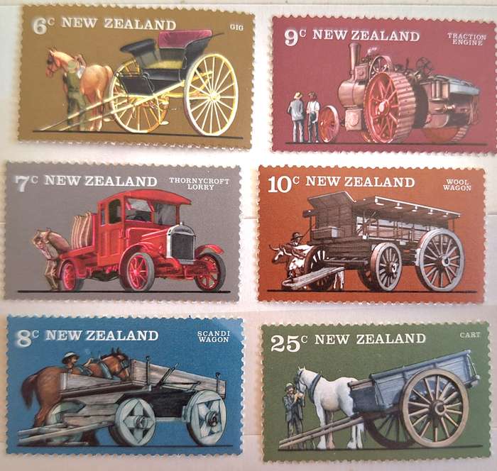 New Zealand 1976 Vintage Farm Transport Set of 6 Mint stamps