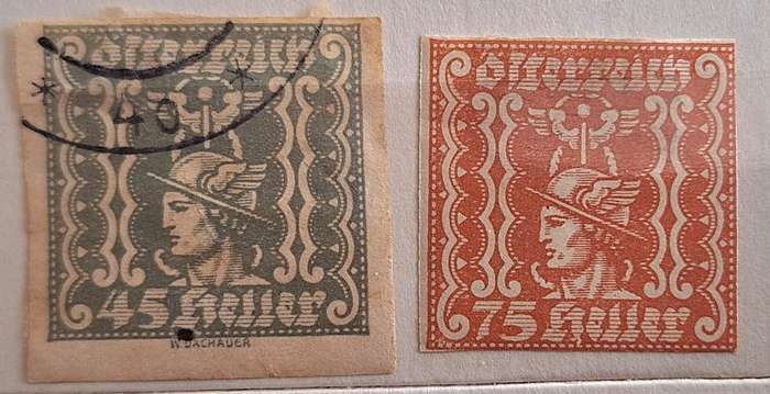 Austria 1922  Mercury 1 Used Hinged and 1 Unused Hinged Imperforate Newspaper Stamps