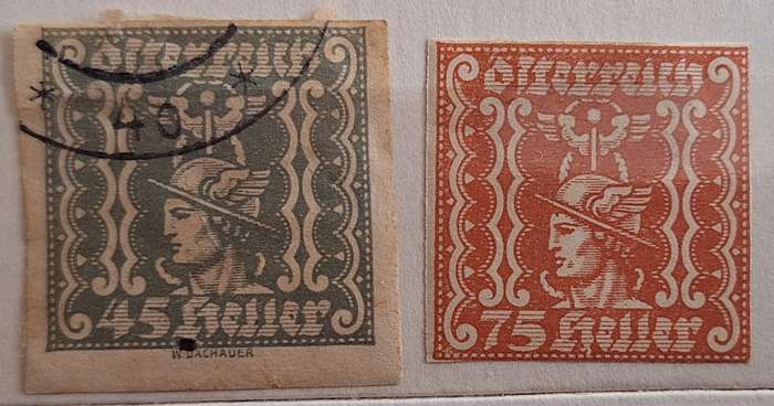 Austria 1922  Mercury 1 Used Hinged and 1 Unused Hinged Imperforate Newspaper Stamps
