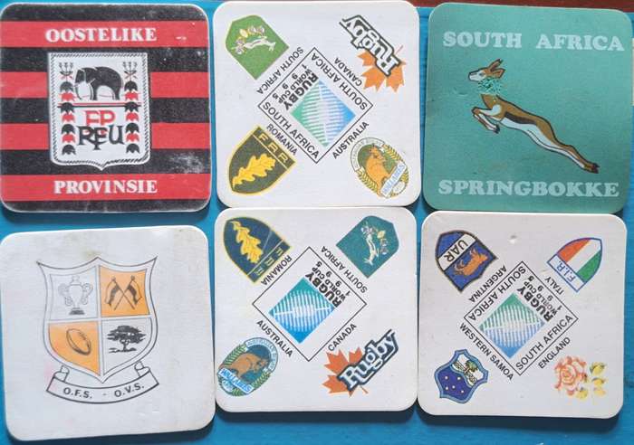 6 Rugby coasters (mixed lot)