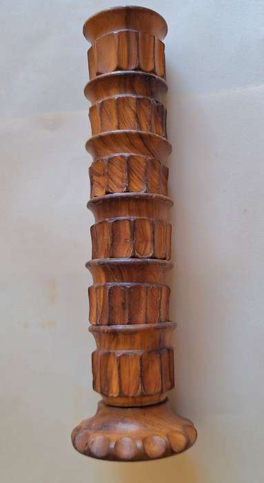 Vintage Olive Wood by Oliv Art Set of 6 Stacking Egg Cups on Stand Made in Spain