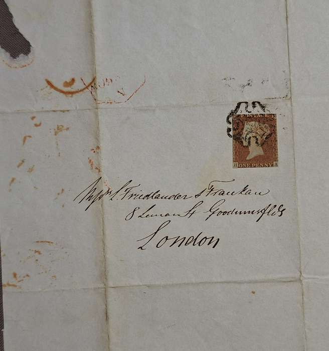 1841 Penny Red (HA) Poor margins with Maltese Cross Cancel On a letter dated and cancelled 1842