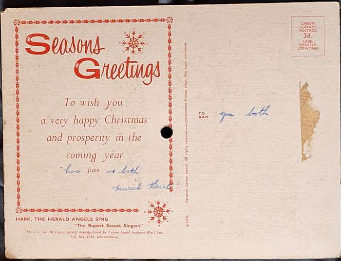 Tuneful Christmas Greetings: Hark The Herald Angels Sing (Flexi-disc, 78 RPM, Shape, S/Sided)