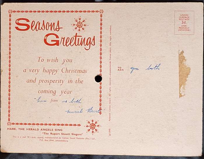 Tuneful Christmas Greetings: Hark The Herald Angels Sing (Flexi-disc, 78 RPM, Shape, S/Sided)