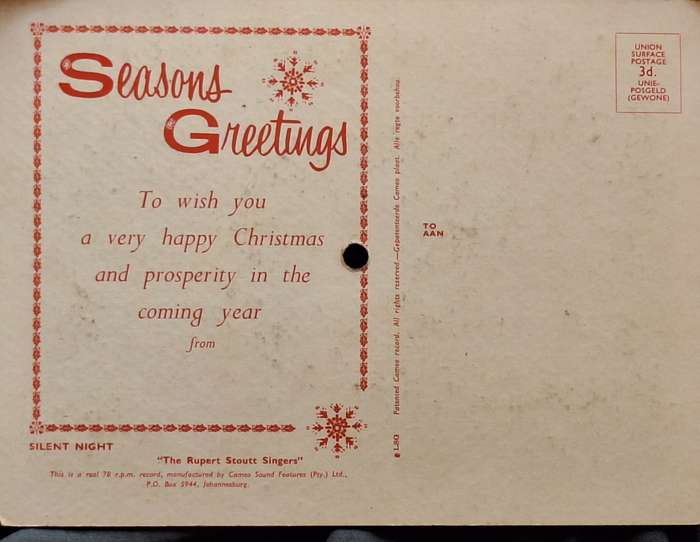 Tuneful Christmas Greetings: Silent Night (Flexi-disc, 78 RPM, Shape, S/Sided)