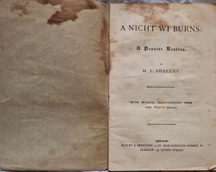 A Nicht wi' Burns: A Popular Reading with Songs Arranged for Choirs by H C Shelley
