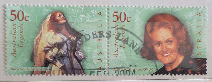 Australia 2004 Australian Legend Dame Joan Sutherland Joined Strip of 2 Cancelled Hinged stamps