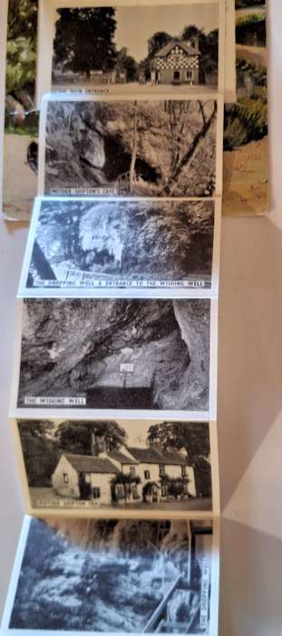 Mother Shipton Souvenir of Knaresborough with Pull Out Strip Black & White Photos Novelty Post Card