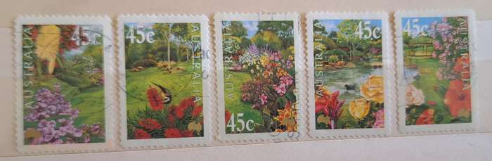Australia 2000 Gardens Exhibition Set of 5 Used Peel and Stick stamps