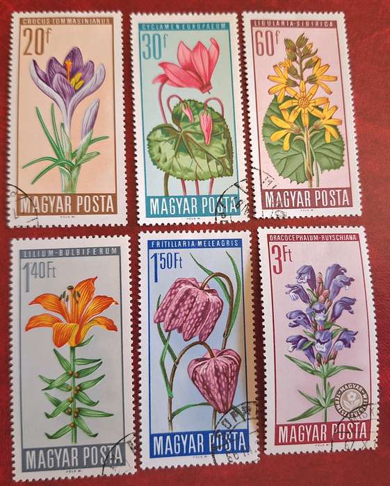 Hungary 1966 Flowers Set of 6 Cancelled Hinged stamps