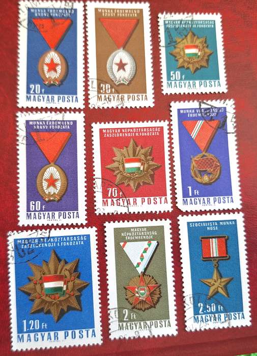Hungary 1966 Medals and Orders Set of 9 Cancelled Hinged stamps
