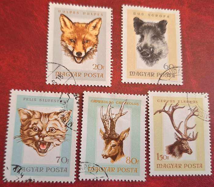 Hungary 1966 Hunting Trophies 5 Cancelled Hinged stamps