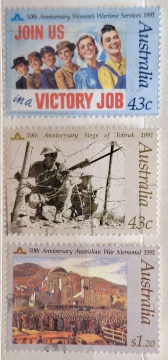 Australia 1991 In Memory of Those Who Served Set of 3 Used Hinged stamps