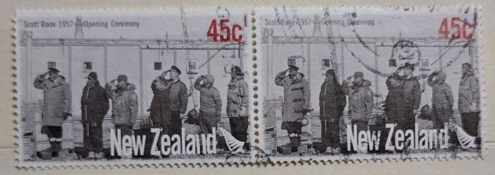 New Zealand 2007 50th Anniversary Scott Base 45c Opening Ceremony 1957 Pair of Used Stamps