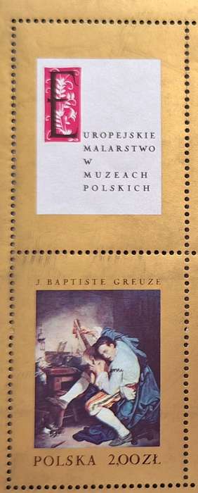Poland 1967 Painting by Baptiste Greuze Guitarist 1 Mint Sheet