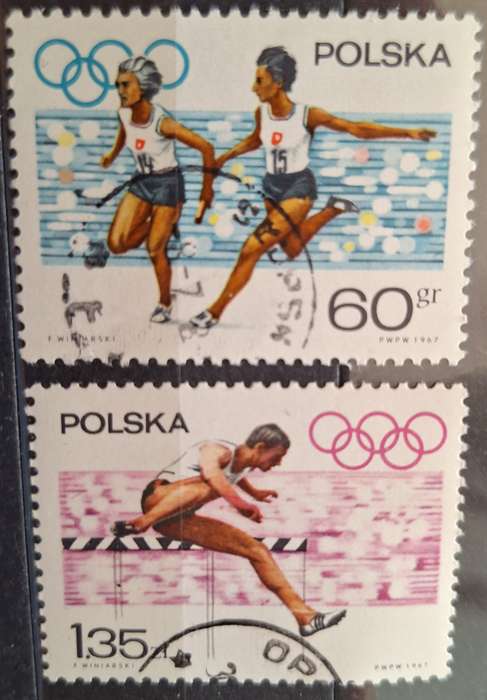 Poland 1967 Preolympic games 2 Cancelled stamps