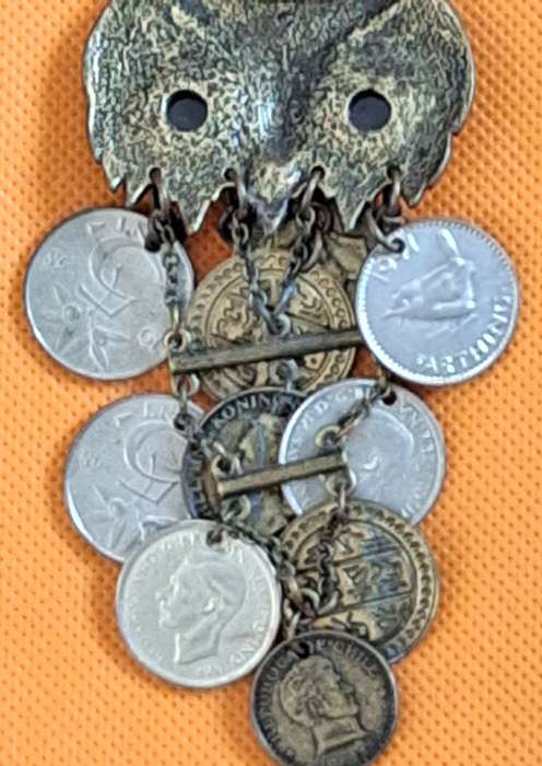 Metal Owl Charm with 10 Coin Body