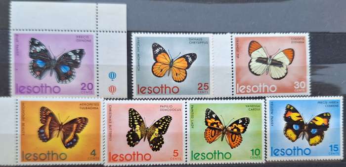 Lesotho 1973 Butterflies Set of 7 Mint stamps