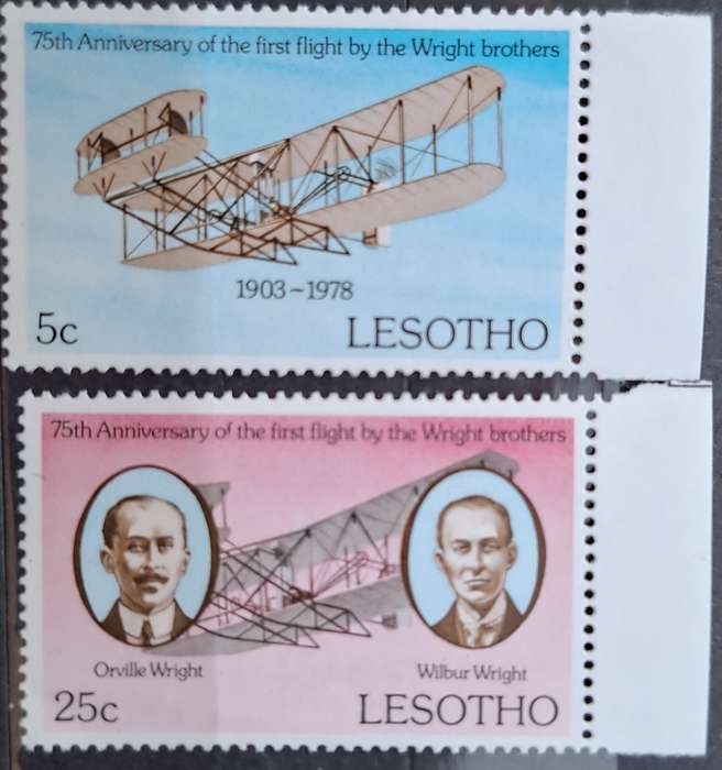 Lesotho 1978 First Powered Flight Set of 2 Mint stamps