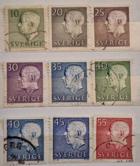 Sweden 1951 Gustaf VI Adolf Definitives 9 Used stamps