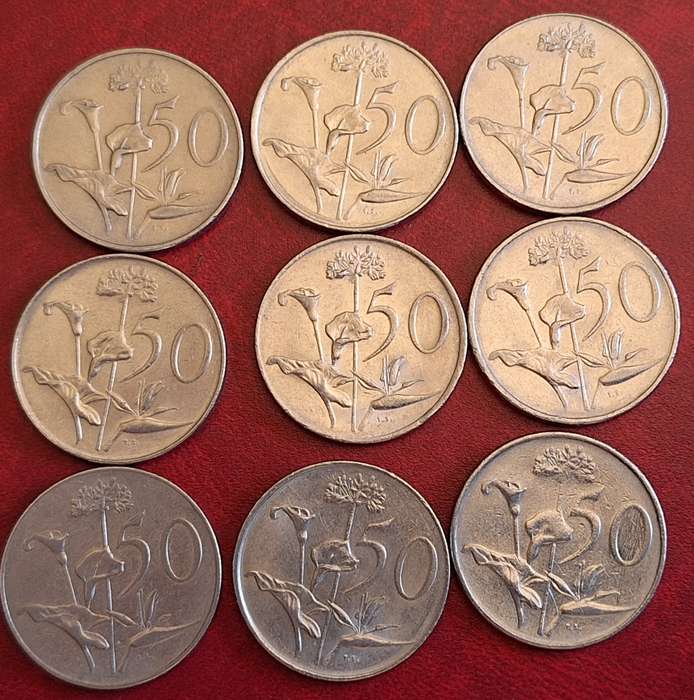 South Africa Decimal Coins 50 cents 1970-1990 Nickel