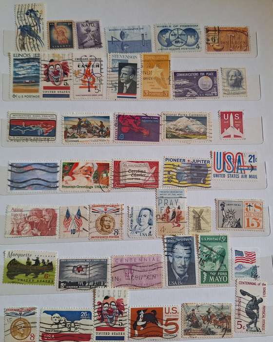 USA Mixed Lot of 42 Used stamps some Hinged