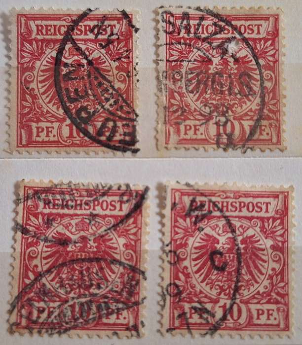 Germany 1889-1900 Reichspost 10pf 4 Used stamps