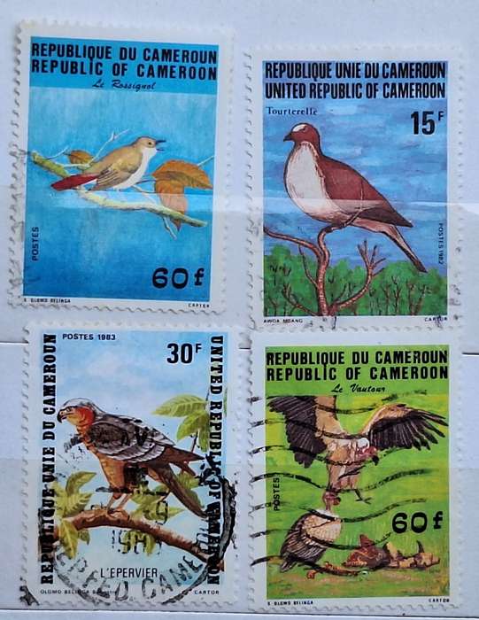 Cameroon Mixed Lot 4 Used stamps Theme: Birds