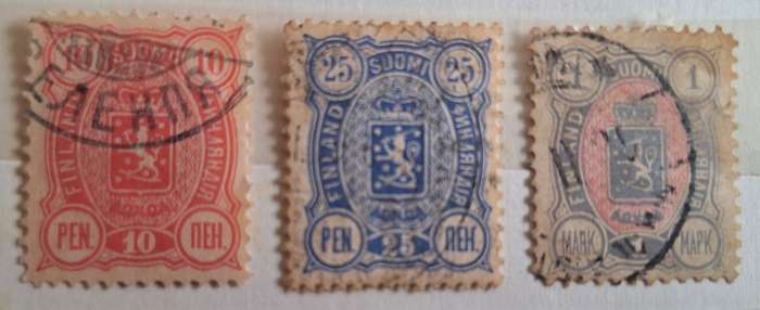 Finland  1889-1894 National arms Russian inscription 3 Used Hinged stamps