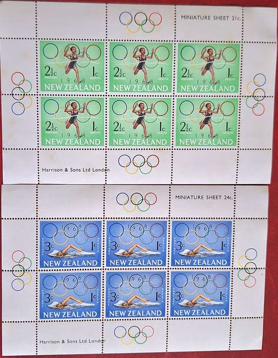 New Zealand 1968 Health Issue Set of 2 Unused Hinged Miniature Sheets