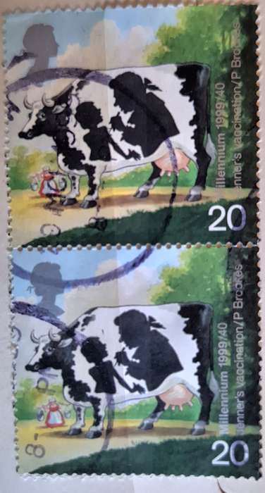 GB 1999 Patients Tale: Vaccination Vertical Pair of Used stamps