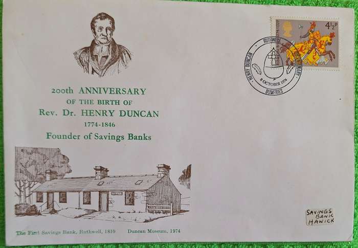 GB 1974 Dr Henry Duncan Commemorative Cover