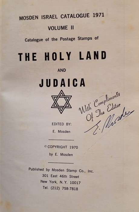 Mosden Israel Catalogue 1971 Vol II: Postage Stamps of The Holy Land and Judaica SIGNED