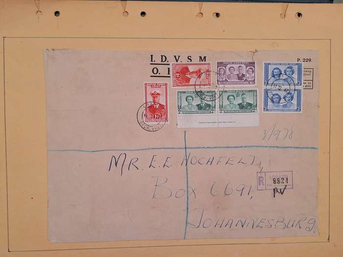 Bechuanaland 1947 Royal Visit on Registered O.H.M.S Paper Mounted on Craft Paper