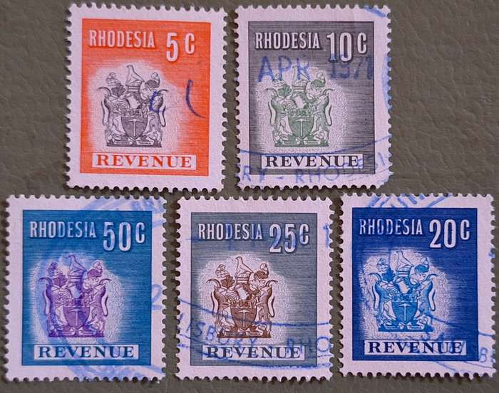 Rhodesia 1966 Revenue 5 Used stamps
