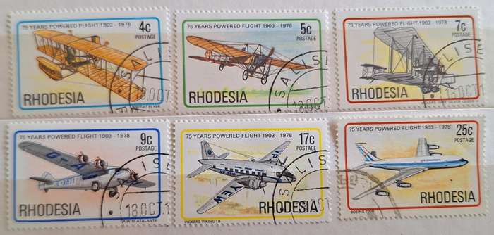 Rhodesia 1978 Powered Flight Set of 6 Cancelled stamps