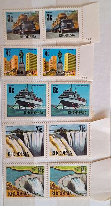 Rhodesia 1970 Definitive 5 Mint Pairs