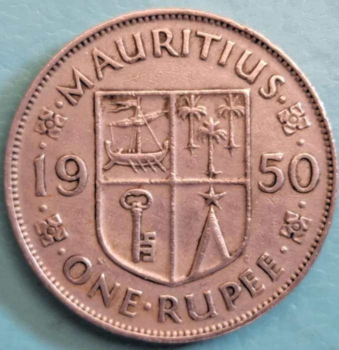 Mauritius 1950 1 Rupee George VI Copper-nickel