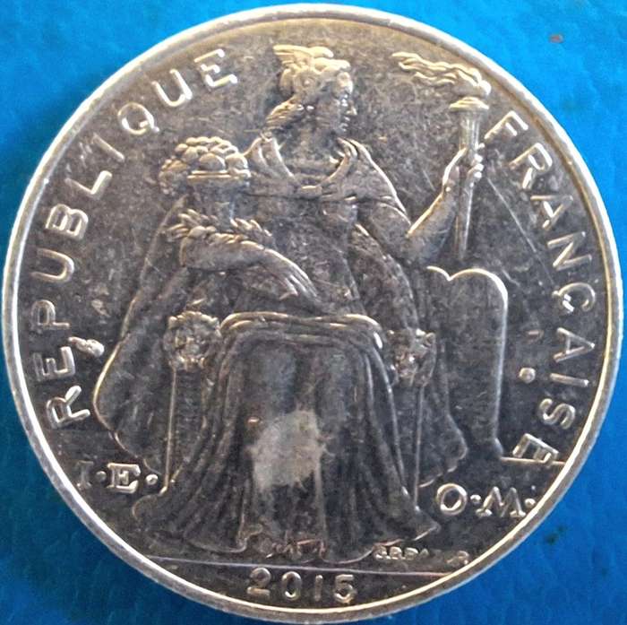 French Polynesia 2015 5 Francs with IEOM Alumminium