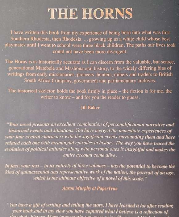 The Zambezi Trilogy: Book One The Horns by Jill Baker Paperback SIGNED