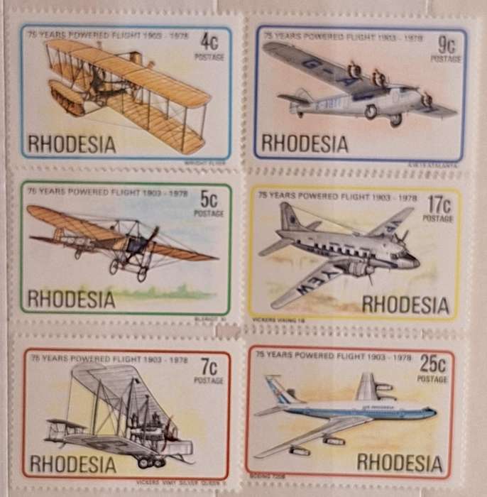 Rhodesia 1978 Powered Flight Set of 6 Mint stamps
