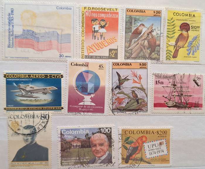 Colombia Mixed Lot of 11 Used stamps