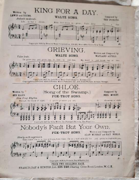 Sheet Music: Ramona Written by L Wolfe Gilbert Composed by Mabel Wayne