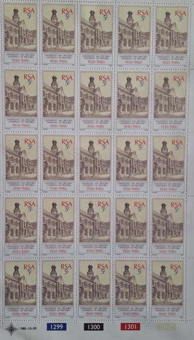 South Africa 1980 University of Pretoria Sheet of 25 Mint stamps