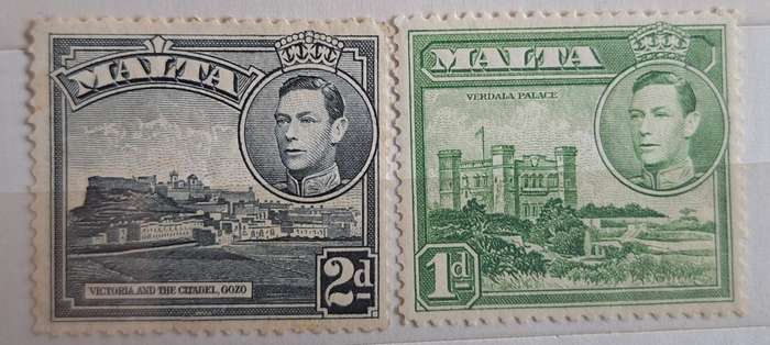 Malta 1938  George VI 2 Unused stamps