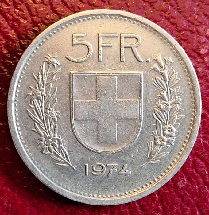 Switzerland 1974 Herdsman 5 Franc copper-nickel