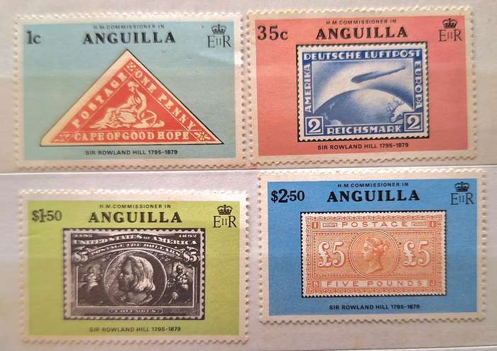 Anguilla 1979 Sir Rowland Hill Death Centenary 4 Mint stamps Theme: Stamps on Stamps